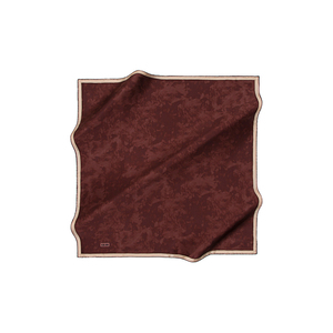 ผ้าพันคอสี่เหลี่ยมลายดอกไม้ขอบผ้าไหมเบอร์กันดี - Product Image 2