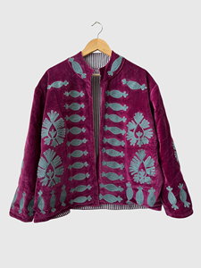 Veste en lin brodée de fleurs, col montant, manches longues, style Prairie Chic, vêtements de printemps pour femmes - Product Image 1