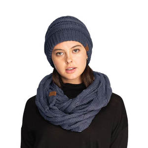 Bonnets d'hiver à la mode avec écharpe ensemble de styles polyvalents, conçus pour le streetwear, le sport et les cadeaux promotionnels en vrac - Product Image 1