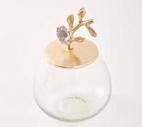 Bocaux en verre et métal minimalistes écologiques avec couvercle hermétique, faits à la main et personnalisés, motif Fleur de Lys, capacité de stockage 401-500 ml