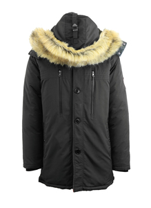 Chaqueta Larga de Lona para Hombre con Cuello Alto y Cierre de Cremallera con Logotipo Frontal, Aislante, Cortavientos e Impermeable - Product Image 3
