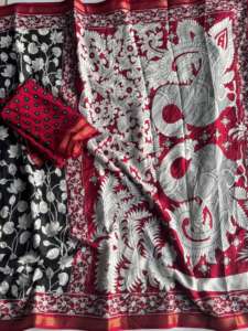 Nuevo Lanzamiento: Sari Maheshwari de Seda y Algodón Puro, Sari Tradicional Indio para Mujer, Disponible en Existencia - Product Image 3