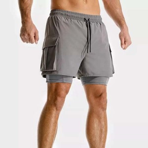 Ustom-pantalones cortos deportivos 2 en 1 para hombre, shorts transpirables 2 en 1 para correr y gimnasio - Product Image 1