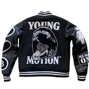 Offre Spéciale Vintage Bomber noir veste pour hommes personnalisé Lettermen Chenille broderie laine matelassé manteau corps hiver Varsity veste - Product Image 3