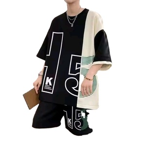Men's Summer Short Sleeve T-Shirt 2-Piece Men's Summer <b>Waffle</b> Shorts 2-Piece Plus Size Men's 2-Piece Set - Product Image 3