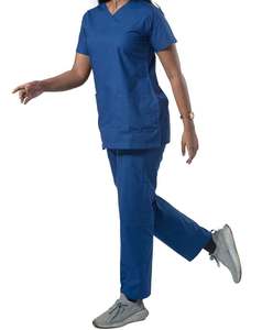 Uniforme de enfermera con cuello en V Unisex, uniforme médico Anno, uniforme médico cian OEM Spandex HEN Time Lead Fabric Doctor Support - Product Image 3