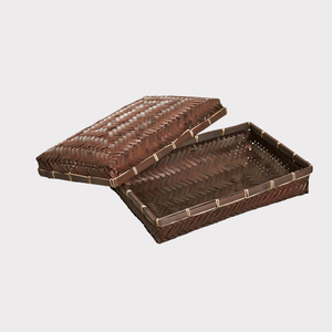 Paniers de rangement en bambou avec couvercle tissé pour le stockage de collations et de cadeaux Conteneurs de bureau faits à la main au Vietnam - Product Image 1
