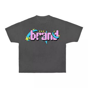 Camiseta 100% algodón para hombre, corte holgado, estampada, 280 GSM, camiseta oversize rosa con estampado gráfico, camiseta personalizada con estampado puff, estilo streetwear. - Product Image 5