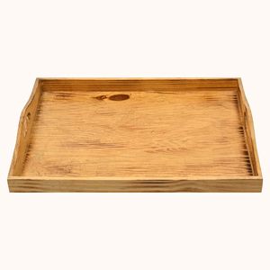 Plateau de service moderne en bois naturel, écologique, artisanal, design unique, avec poignées pour aliments et boissons, disponible dans le monde entier - Product Image 2