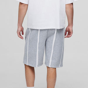 Short 100% coton à la mode pour hommes couleur grise haither avec poches latérales short hip hop respirant coupe boxy pour hommes - Product Image 2