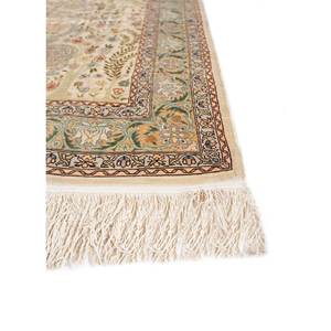 Tapis en soie rectangulaire Gulmarg Pae-5564 de haute qualité, à motifs floraux, noué à la main en viscose et polyester vert, pour salon ou chambre à coucher - Product Image 4