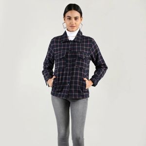 "Trendy <b>Women</b> Plaid Shacket - Button-Up Checkered Shirt Jacket for Casual and Outdoor Wear - Product Image 1