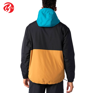 Chaqueta cortavientos con capucha y cuello levantado de lona Unisex invierno transpirable a prueba de viento estilo de calle alta - Product Image 3