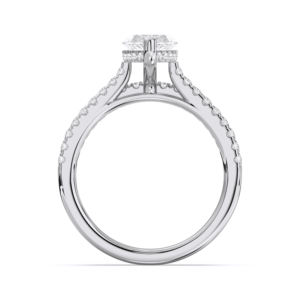 2.56กะรัตเพชรโมอีส VVS-VS/E-F กะรัต (2.00CT ศูนย์กลาง) มาคีสและแหวนหมั้นเพชรตัดกลมพร้อมสายจับคู่ทำจากทองคำขาว - Product Image 5