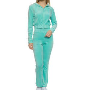 Nouveauté Hiver Ensemble Jogging et Crop Top en Velours 100% Coton pour Femmes Manches Longues - Product Image 2