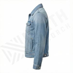 Veste en jean décontractée personnalisée pour hommes, grandes tailles, 100% coton, option logo sur le devant, respirante, veste d'hiver - Product Image 3