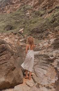 Vestido Tipo Pinafore de Algodón Natural Estilo Boho Hecho a Mano SOLI, Vestido Midi Vintage con Estampado Sólido para Verano y Otoño - Product Image 2