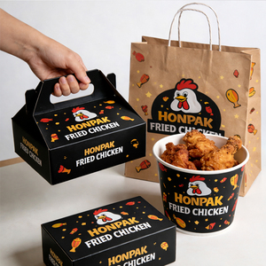 Caja y Bolsa de Papel para Empacar <span class=keywords><strong>Pollo</strong></span> Frito Personalizado |   Envases de Comida para Llevar con Logotipo, Calidad Alimentaria |   Fabricante de Envases para Comida Rápida OEM - Product Image 1