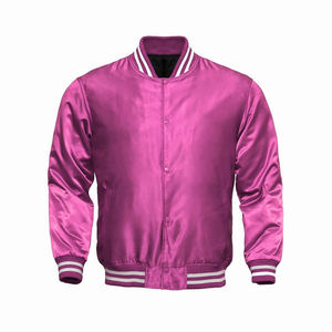 OEM/ODM Men's lettermen Pink Color Jacket Custom Logo Leather Sleeves Jacket High Quality Wind Resistant Jackets - Product Image 4