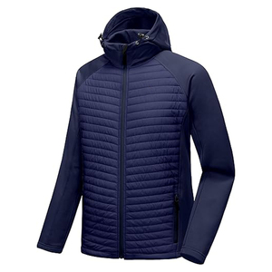 Mens Woolen Hooded Jacket Eco-Friendly Breathable Water Resistant Puffer Full <b>Zip</b> Windproof Winter Front <b>Zip</b> Pocket High Street - Product Image 1