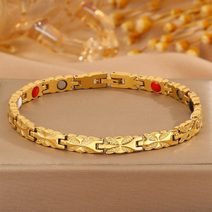 Waterproof Anti Tarnished Stainless Steel Fashion <b>Bracelet</b> & <b>Bangle</b> 14K 18K Gold Plated Magnetic Gold Nugget <b>Bracelet</b> For Women - Product Image 1