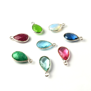 Abalorios de plata con piedras preciosas, 12x9mm, piedra natal en forma de pera, conjunto de bisel de plata de ley 925, colgante hecho a mano, abalorios de Plata de Ley 925 - Product Image 1