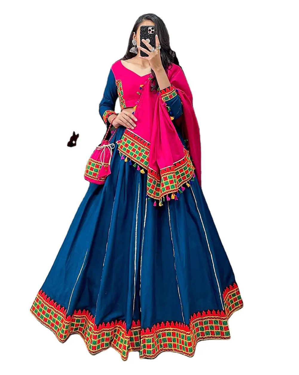 Readymade tradisional etnik India Pakistan Navratri pakaian desainer dijahit Chaniya Choli dari eksportir India