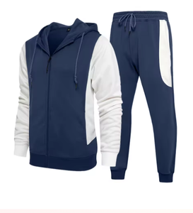 Survêtement Streetwear à la mode pour hommes 100% Polyester couleur bloc capuche pull Jogging survêtement col montant cordon grande taille - Product Image 1