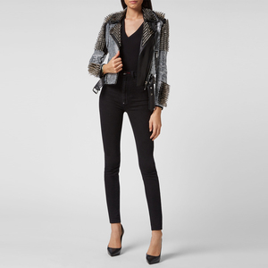 Chaquetas de Invierno para Mujer, de PU con Tachuelas, Lona No Tejida, Transpirable, Ecológica, de Secado Rápido, Personalizable, para Exteriores, Otoño, Color Sólido - Product Image 6