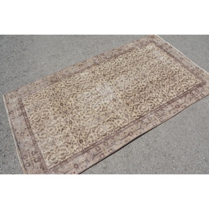 พรมขนสัตว์สีเบจสีน้ำตาล3.5x6.4ฟุตคลาสสิกวินเทจตุรกีพื้นที่ขนาดใหญ่รูปสี่เหลี่ยมผืนผ้าการเย็บปะติดปะต่อกันออกแบบสำหรับห้องโถงห้องนอน-น้ำยาง - Product Image 4