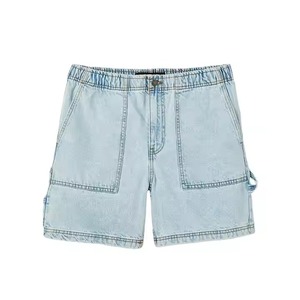 Nuevo 2025 personalizado desgastado para hombre elástico Denim corto de alta calidad botón de diseño de los hombres Casual Denim Shorts Ripped hombres - Product Image 1