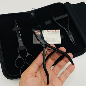 Pince applicateur d'extension de cheveux en microbilles noires mates en gros - Product Image 3