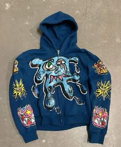 Rafel Mart Industries Sweat à capuche pour homme 100% coton Imperméable Street Trend Impression numérique Brodée Fermeture éclair Vêtements de mode - Product Image 3