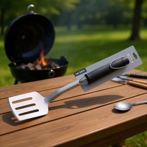 EXPERT Chrome and Black PA470 Stainless Steel 45cm Barbecue Spatula Premium <b>BBQ</b> Tools - Product Image 3