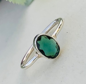 Natural Green Tourmaline Silver <b>Ring</b> Green Tourmaline Silver <b>Statement</b> <b>Ring</b> Handmade Silver Boho <b>Ring</b> - Product Image 2