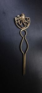 Épingle à cheveux vintage en forme de pieuvre, couleur or, en métal, faite à la main, accessoire décoratif pour cheveux pour femmes - Product Image 2