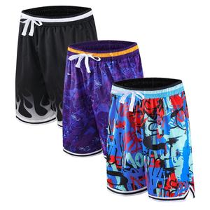 Pantalones cortos de baloncesto impresos por sublimación personalizada con bolsillos con cremallera para hombres pantalones cortos de malla atlética activa - Product Image 1