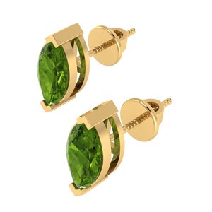 White Gold Plated Sterling <b>Silver</b> Marquise <b>Stud</b> Earrings Peridot Gemstone (August Birthstone) 5.4mm Width 10.5mm Length Fashion - Product Image 3
