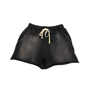 Usine directe de haute qualité hommes Fitness Shorts respirant lavé à l'acide short de bain poches Jogging motif solide 100% coton - Product Image 6