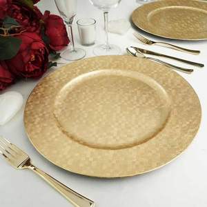 Elegante Placa de cargador de metal decorativo martillado de bronce rústico para Bodas de granja banquetes fiesta comedor celebración - Product Image 1