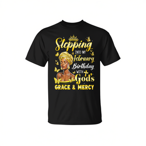T-shirt da donna afro per compleanno a tema religioso, ideale per il mese di febbraio, per celebrazioni religiose e uso personale - Product Image 2
