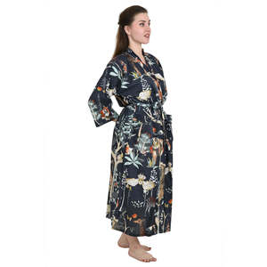 Boho Style Floral Kimono Pure Cotton Robe De Bain for Home Fashionable <b>Cardigan</b> for <b>Spring</b> Summer Bedroom Robe De Chambre De - Product Image 4
