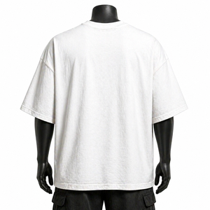 Custom Oversized <b>White</b> Graphic T Shirt Cotton Streetwear Typography Print Drop Shoulder <b>Tee</b> Wholesale Apparel - Product Image 2