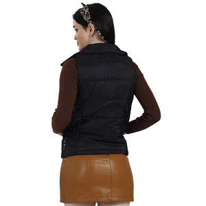 Gilet matelassé pour femmes, service OEM, couleur noire chaude, fermeture éclair, sans manches, imperméable, tricoté, rembourré, matelassé, vêtements de rue, vêtements d'extérieur - Product Image 2