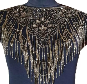 Cơ thể được trang bị sequined handmade cộng với kích thước Mùa xuân mùa thu bên CAPE bespoke Áo Cánh Chất lượng cao Sequins hạt tay đính cườm tua - Product Image 4