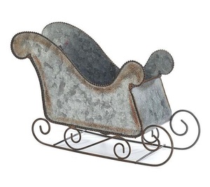 Vente directe d'usine 2023 articles de noël en étain galvanisé Santa Sleigh occasion de noël intérieur extérieur maison ornement décoratif - Product Image 1