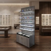 Présentoir de Vitrine Optique Commercial Personnalisé pour Lunettes et Lunettes de Soleil avec Étagères LED