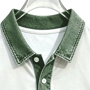 Chemise de golf pour homme en jersey 100% coton, imprimée en sérigraphie, patchwork, manches courtes, coupe décontractée, respirante, tricotée, 240g, été - Product Image 5