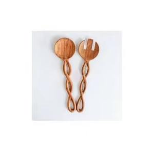 New Design Bead End Handle <b>Salad</b> Serving Set Wooden <b>Salad</b> <b>Server</b> Set Dinner Kitchen Cooking Utensils Set - Product Image 3