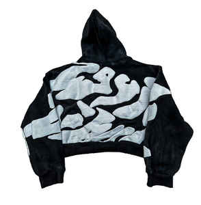 Prix de gros 100% coton de luxe pull à capuche sweat sans ficelle poids lourd surdimensionné lettre recadrée bouffée impression sweats à capuche - Product Image 3